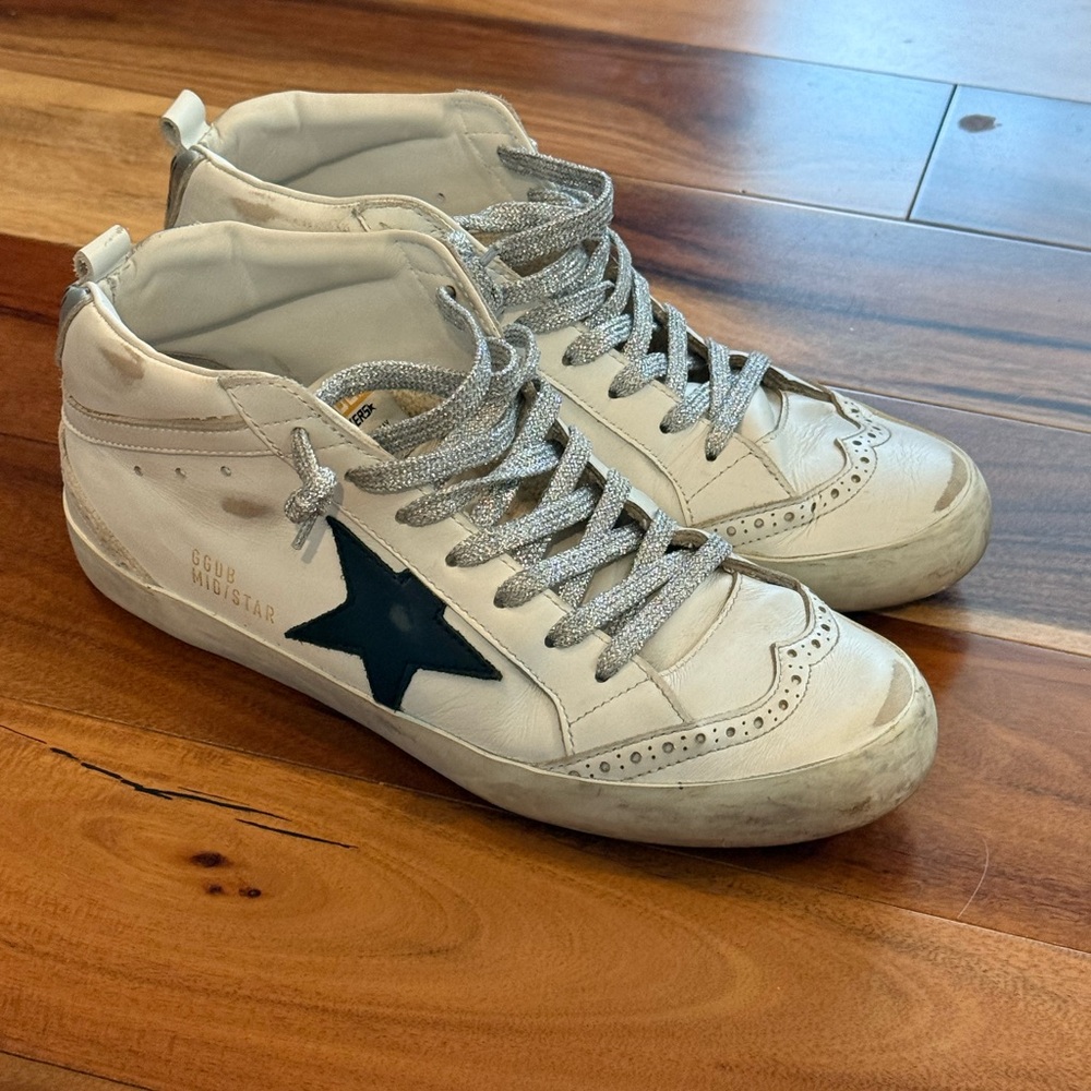 Golden Goose White and Black Sneakers